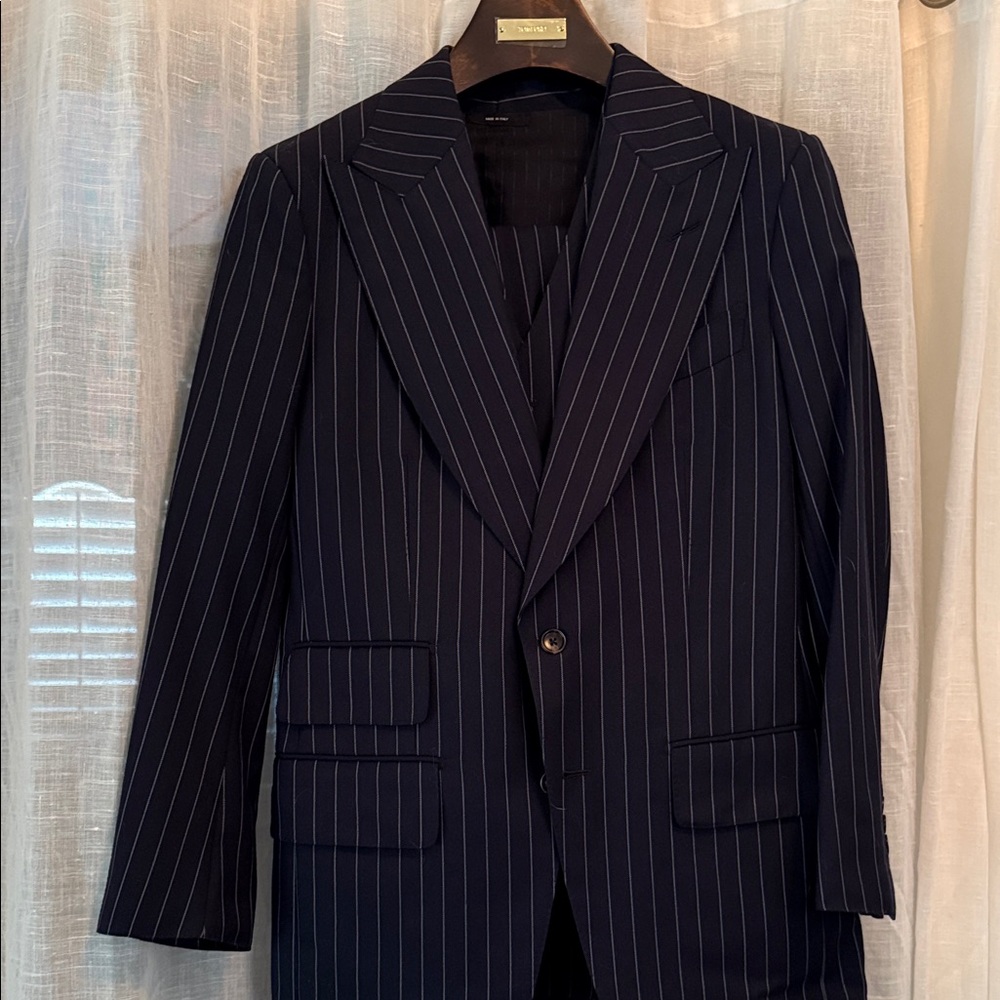 Tom Ford  Navy 3 piece “Atticus” Pinstripe Suit